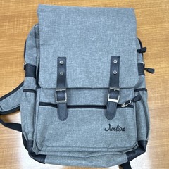 Junior Solid Gray/Black Backpack, Zip & Buckle Flap, Pockets, Travel Casual