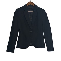 ZARA BASIC Black One Button Blazer Jacket Women US 6 Made in Morocco