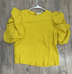 THML Yellow Solid Ruffle Flutter Sleeve Blouse Women’s M