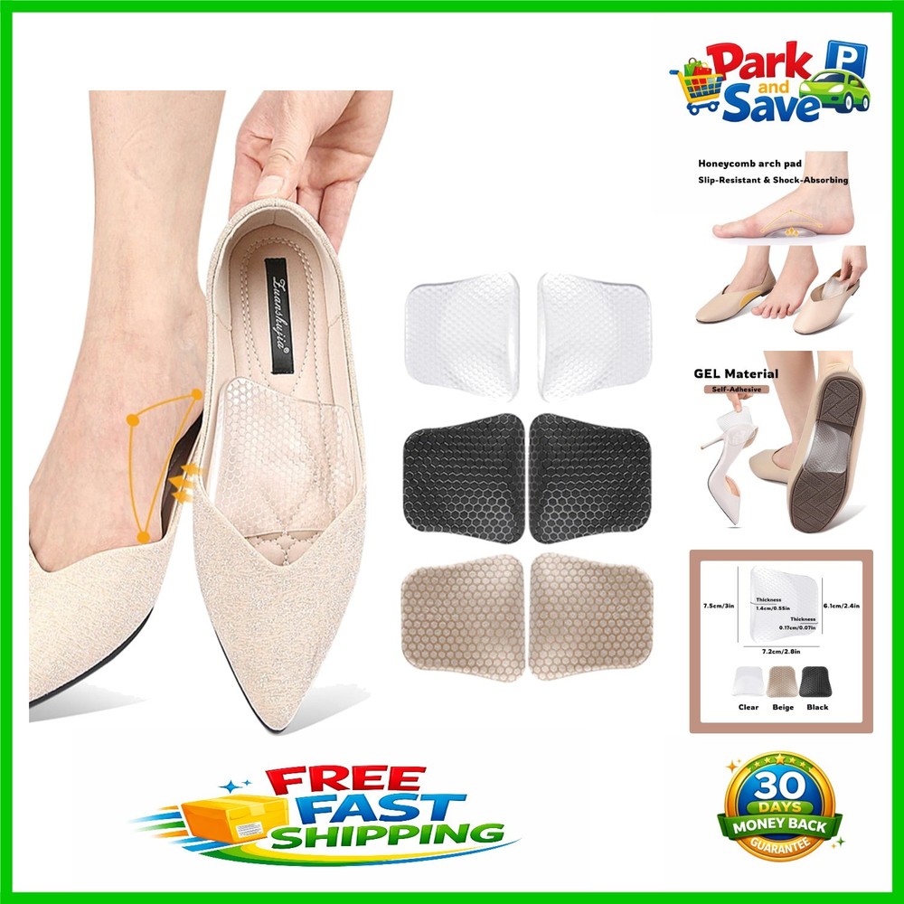 Comfortable Arch Support Inserts for Sandals & Sneakers – 3 Multicolor Pairs