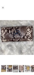 2PC! Michael Kors Python Embossed Matilda Large Leather Shoulder Bag & Wallet