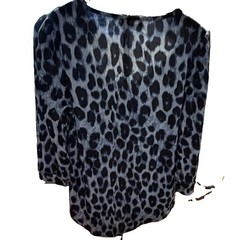 Blue Leopard Print Blouse