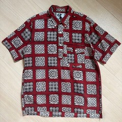 Engineered Garments Batik Pattern Pullover Shirt USA Made M Burgundy F/S
