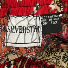 VTG Silver Stream Boho Patchwork Maxi Skirt O/S Festival Indie Sheer Floral Red