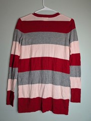 Maison Jules Essential Striped Pullover Sweater Red Pink Gray