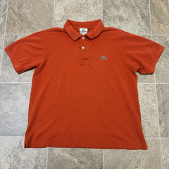 Lacoste Men’s 4 Orange Solid Short Sleeve Collared Polo Shirt Crocodile Logo#24