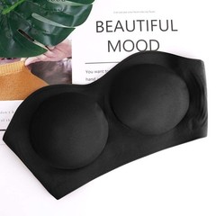 Womens Padded Basic Stretch Strapless Seamless Tube Bra Top Bandeau Underwear US