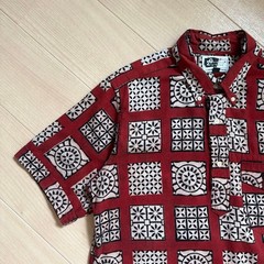 Engineered Garments Batik Pattern Pullover Shirt USA Made M Burgundy F/S