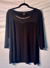 Adele & May Black Stretch 3/4 Sleeve Tee Plus Size 2x
