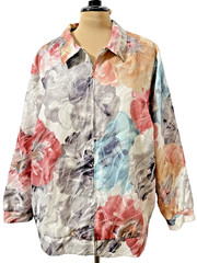 Alfred Dunner Womens Jacket 24W Pastel Watercolor Floral with Silver Shimmer NWT