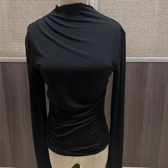 Timeless Solid Color Half High Collar T Shirt for Women’s Casual Wardrobe
