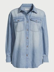 Sofia by Sofia Vergara long-sleeve light wash denim western-style shirt XL
