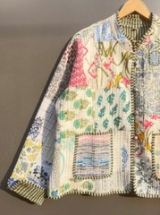 Indian White Quilted Patchwork Jacket Handmade Cotton Jacket Women’s Clothing US