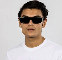 Original OG Rectangular Narrow Dark Black Frame Black Square Shades Sunglasses