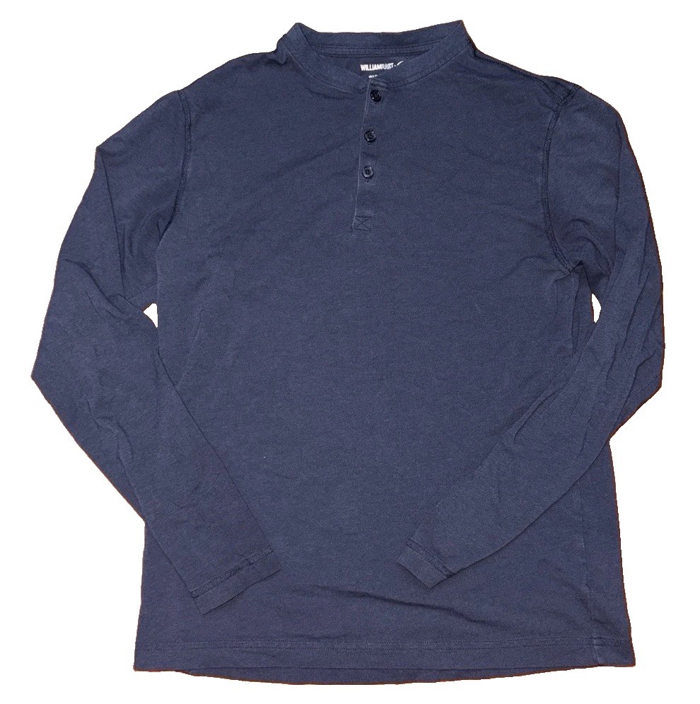 William Rast Men’s Blue Solid Long Sleeve Henley Stretch T-Shirt Size S