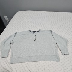 GAP Men’s Gray Solid Henley Button Pullover Sweatshirt Long Sleeve Size XXL