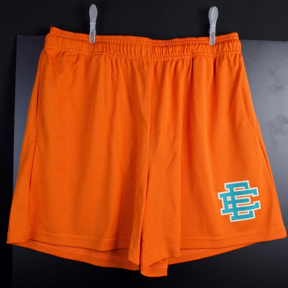 EE Eric Emanuel Basic Short Orange with Aqua Blue Logo Size XL ✅ Trusted Seller