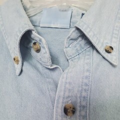 Blue Pointe Baseball Denim Button Down Shirt Men sz Medium Made in Oman Uncommon