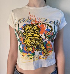Urban Outfitters cropped t-shirt short sleeve baby-T tiger graphic print size L