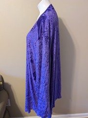 NWT ‘A Personal Touch’ Draped Open Front Faux PURPLE Crushed Velvet Cardigan 5X