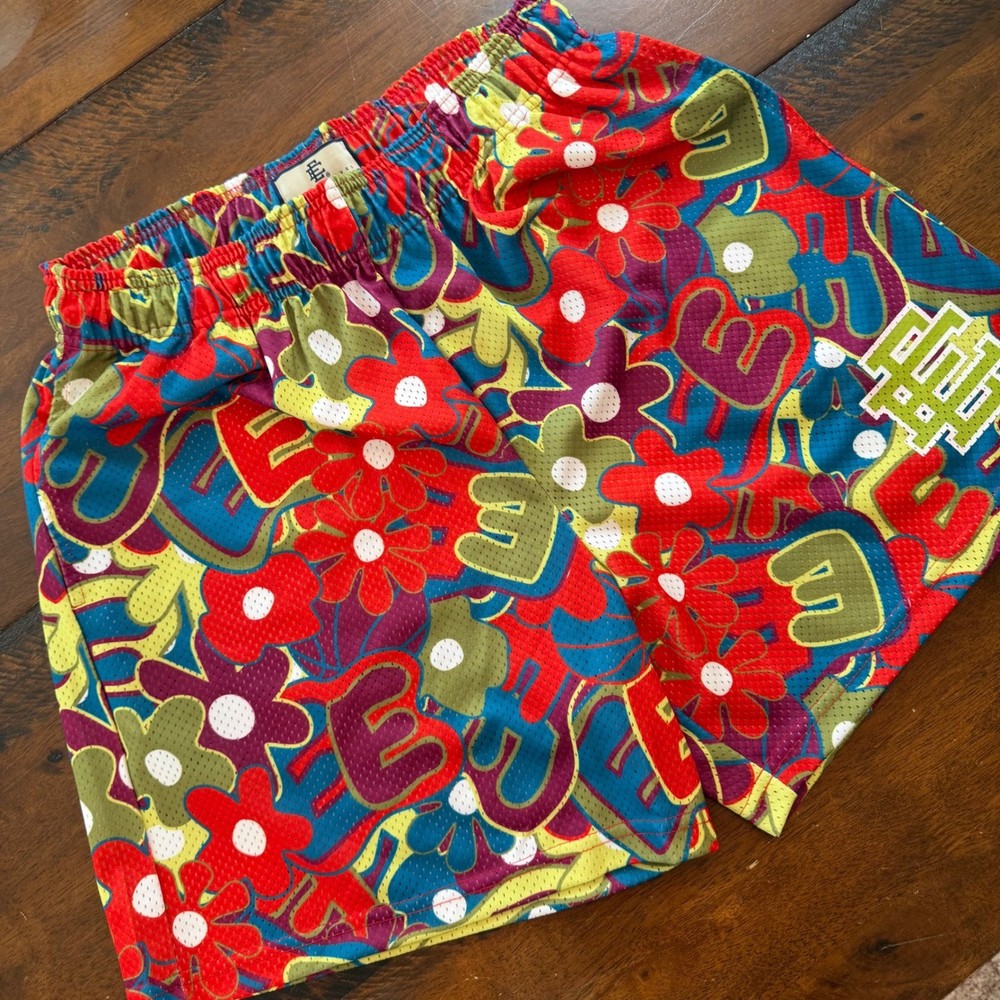 Eric Emanuel EE Basic Short Multi Color Flower Logo Mesh Basketball Mens XL