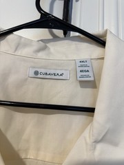Cubavera Men’s Ivory Solid Woven Polyester Embroidered Pocket Shirt 4XLT LS