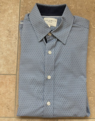 CONSTRUCT Slim Fit Stretch Geometric Dress Shirt Blue/White L 32/33 Spread