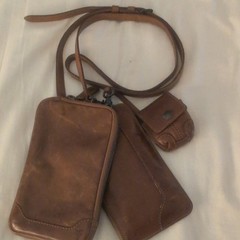 Frye Cognac Solid Rectangle Crossbody Bag Zip/Snap Closure Detachable Strap