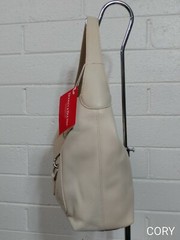 NWT DOONEY & BOURKE PEBBLED LEATHER MEDIUM SHOULDER PURSE LOCK SAC LOGO IVORY