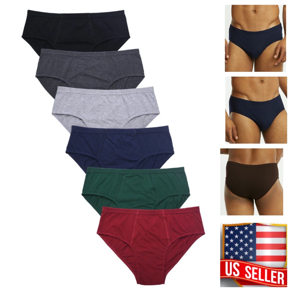 6 Pack Knocker Men Bikini Brief Solid Plain Boxer Underwear Low Rise S-XL