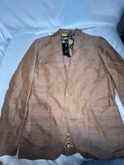 INC International Concepts Solid Brown Button-Front Lined Short Blazer, XS