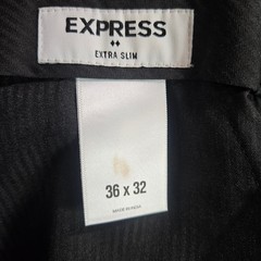Express Extra Slim Performance Stretch Wool Blend Dress Pants Black 36×32 NEW