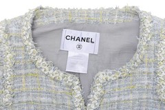 [Returns accepted] CHANEL Coco Button Tweed Collarless Jacket Outerwear 34 Blue