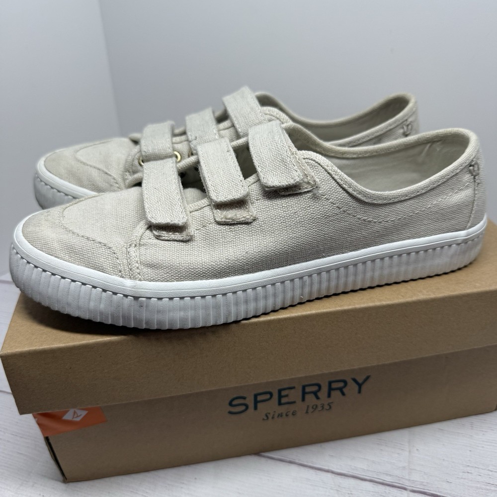 Sperry Crest Loop Sneaker Hook & Loop Closure Ivory/Cream – Size 9.5 Women