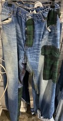 Random Vintage Upcycled Patchwork Flannel Jeans Recycled Mixed Colours Unisex