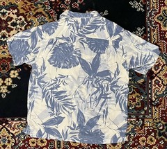 Cubavera white and blue floral button up beach hawaiian shirt Size L