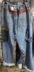 Random Vintage Upcycled Patchwork Flannel Jeans Recycled Mixed Colours Unisex