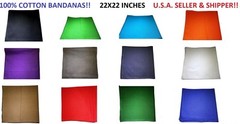 Solid Plain Color 12 pack 100% Cotton Bandanas (17 Different Colors Available)