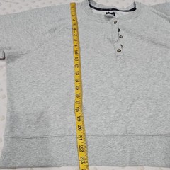 GAP Men’s Gray Solid Henley Button Pullover Sweatshirt Long Sleeve Size XXL