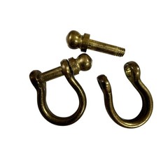 Solid Brass Bow Shackle Keychains Screw Pin D-Ring Heavy Duty Hardware Pair