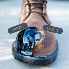Work Boot Toe Protector & 2 Pack, Liquid Adhesive Shoe Glue for 2-Pack, Brown