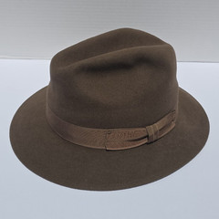 Robert Hall Men’s Brown Solid Pattern Fedora Hat, Size 7 1/2