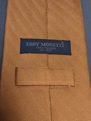 Eddy Monetti – Solid Orange Silk Tailored Tie Made in Italy