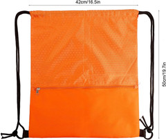 Drawstring Backpack Bag, Waterproof Draw String Back Sack with Zip Pocket, Gym D