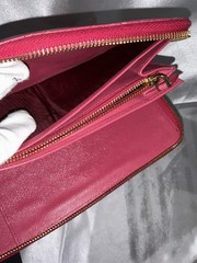 Authentic EUC Prada Large Raspberry Saffiano Leather Wallet w COA