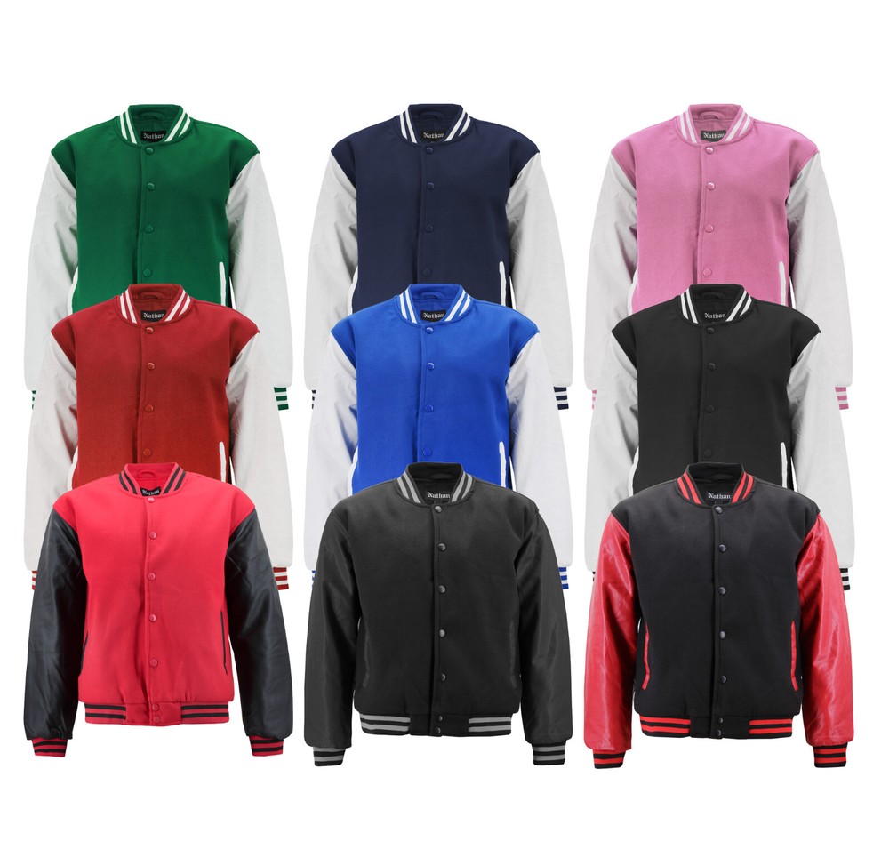 Men’s Two Tone Snap Button Varsity Classic College Sports Letterman Jacket
