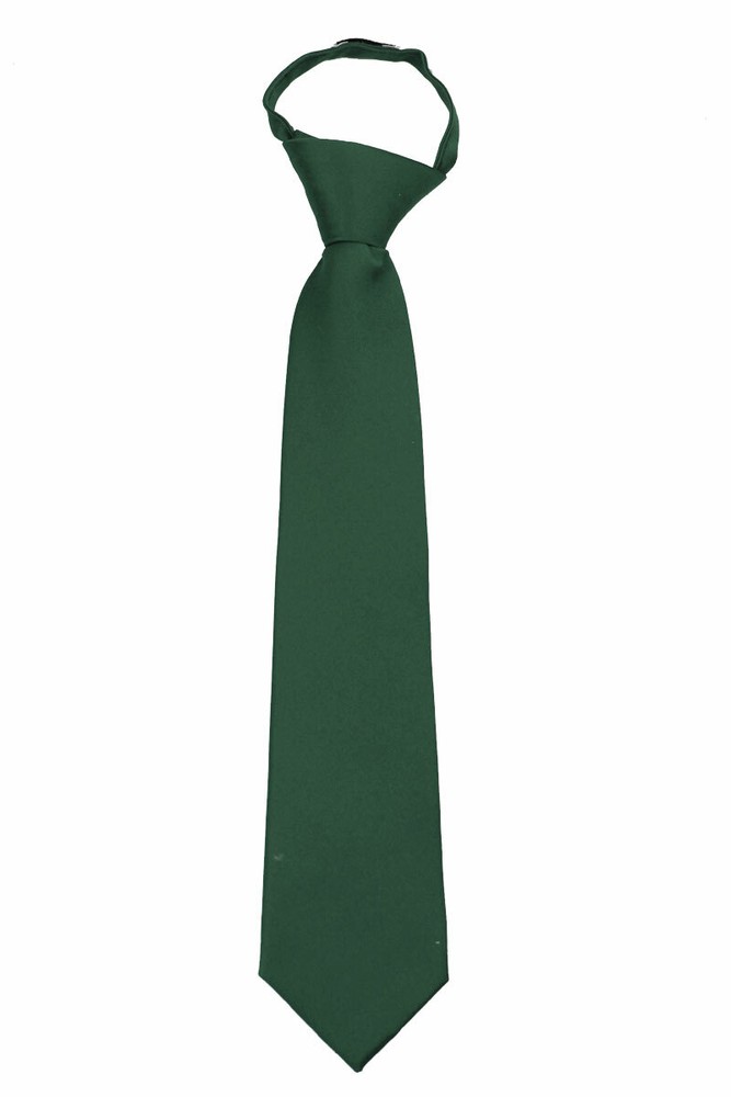 Men’s Extra Long Hunter Green Solid Pretied XL Zipper Necktie Weddings Business