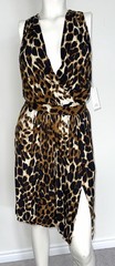 Robert Rodriguez Leopard Deep V Mini Dress Small New