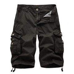 Mens Casual Solid Cargo Shorts Multi Pockets Washed Lounge -30 31 32 34 36 38 40