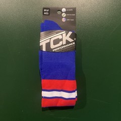 TCK PERFORMANCE SOCK BPSF MEDIUM PRODRI BLUE W/ RED & WHITE STRIPES NEW USA